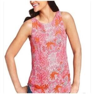 CAbi Pink Floral Paisley "Jubilee" Sleeveless Tunic Tank Size Small Style #127